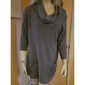 INC Brown Cowl Neck Y2K Retro Cozy Soft   Sleeve Mini Dress Sz 0X